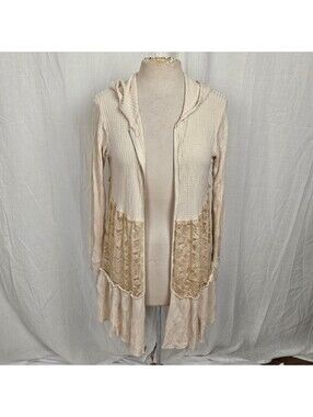 FP Coded  Tiered Hooded Mini Dress, Lace Cardigan sz M Vocal